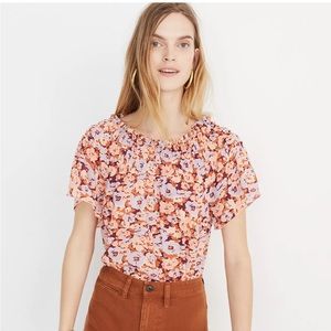 Madewell Smocked Mockneck Top in Floral Breeze